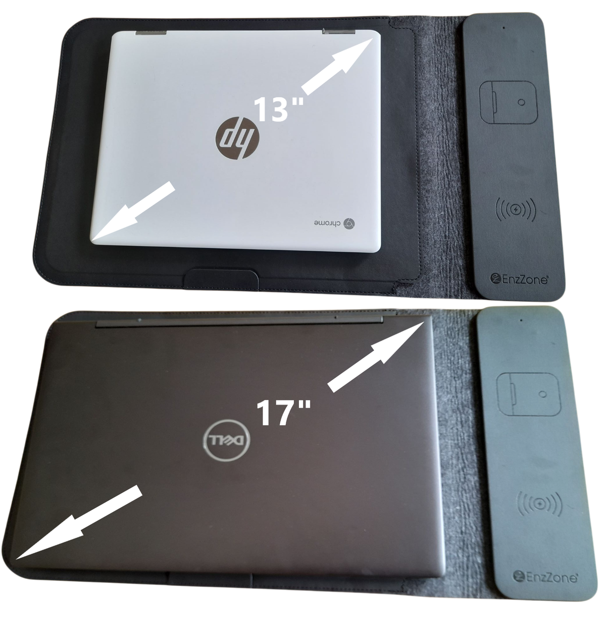 4 in 1 Wireless Charging Laptop Sleeve 13"-17" Charge 2 Devices at Once, Multipurpose Sleeve Plus Mousepad Waterproof Surface, USB-C Port, Front Pocket Sleeve