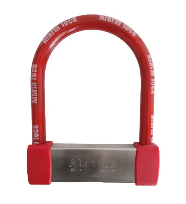 EnzZone Bike Locks Heavy Duty - Anti Theft U Lock for Bicycle 16mm(3/4") Stainless Steel with Audible High Pitched Alarm Weather Proof 3 Keys
